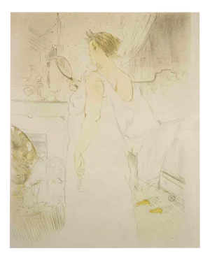 After H. de Toulouse-Lautrec, Femme à la Glace, La Glace à Main, Lithograph