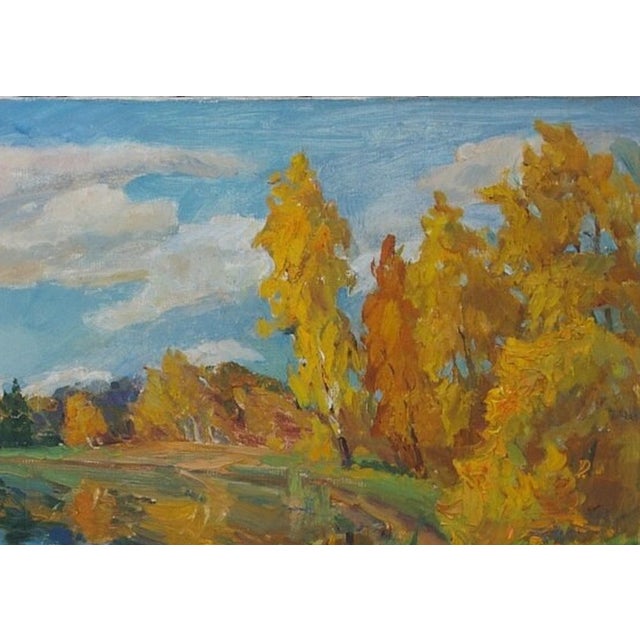 Realism Impressionism River Landscape Painting, Antique Ukrainian Art 70-100 For Sale - Image 3 of 6