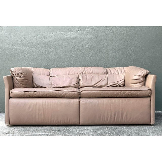 Mid 20th Century Vintage Italian Sapporitti Leather Sofa For Sale - Image 5 of 9