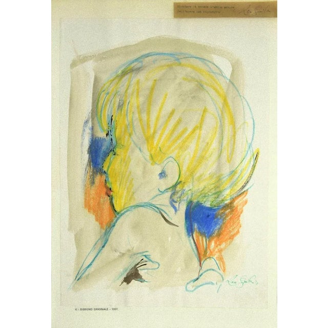 Portrait is an original colored pastel drawing artwork applied cardboard realized by Leo Guida in 1967. Hand-signed in...