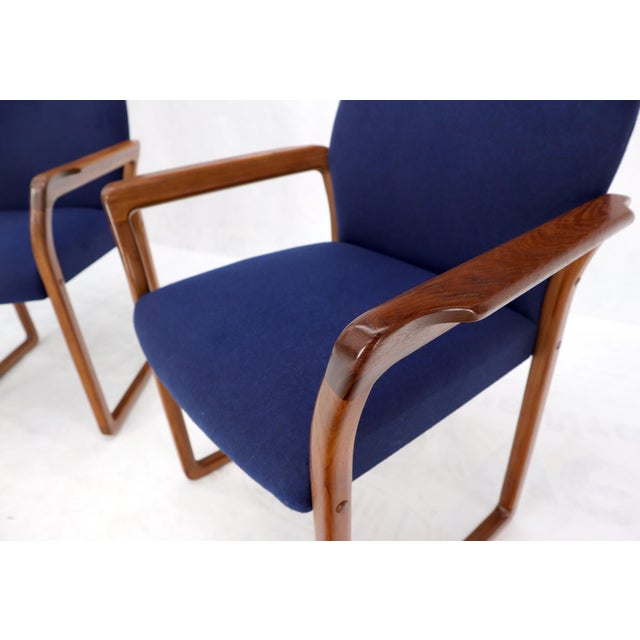 Mid 20th Century Pair of Danish Mid-Century Modern Teak Arms Chairs New Wool Upholstery For Sale - Image 5 of 10