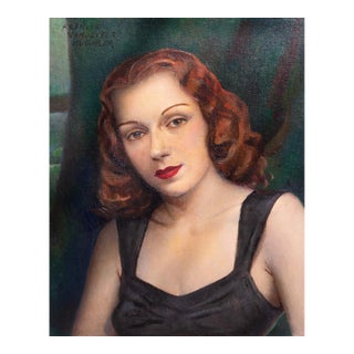 Striking Hollywood Regency Portrait of a Red Haired Lady by Kughler, 1932 For Sale