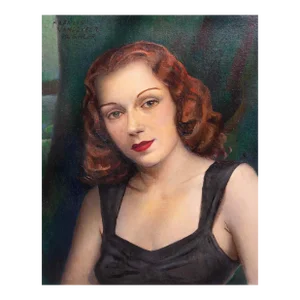 Striking Hollywood Regency Portrait of a Red Haired Lady by Kughler, 1932