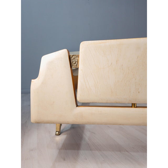 Mid-Century Italian Parchment Double Bed attributed to Giovanni Gariboldi, 1950s For Sale - Image 6 of 18
