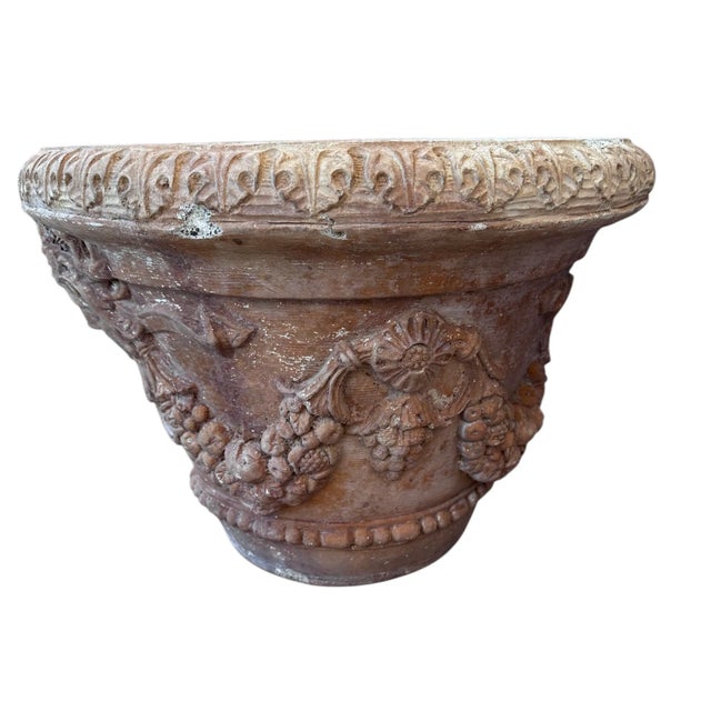 1990s Planter Toscana Jardiniere Concrete Amedusa Garlands With Hole French Style Urn Vintage For Sale In Los Angeles - Image 6 of 18