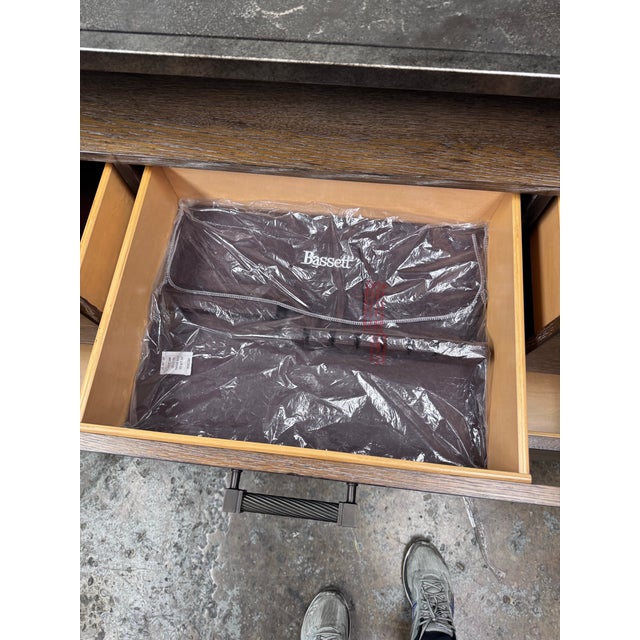 Metal Bassett Furniture Wood + Metal Console Table For Sale - Image 7 of 12