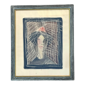 Vintage Mixed Media Portrait on Paper