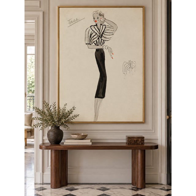 Art Deco Vintage French Fashion Art Print – Art Deco Woman in White Jacket, 30" X 40" For Sale - Image 3 of 9