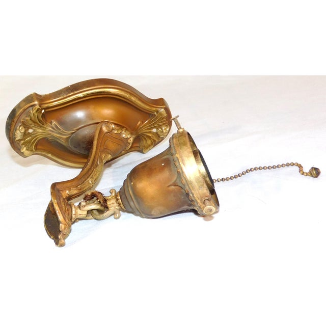 Antique Art Nouveau Lightolier Brass and Milk Glass Ceiling & Wall-Mounted Lights Set For Sale - Image 12 of 18