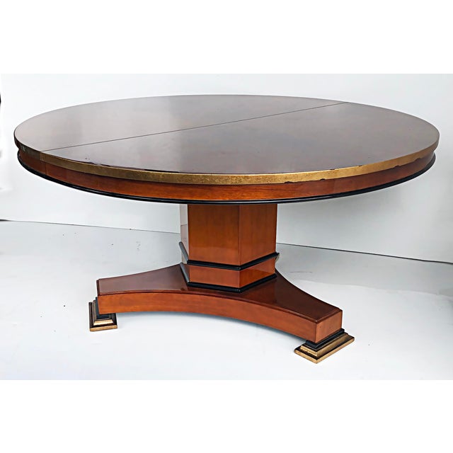 Neoclassical Expanding French Polish Dining Table, Gold Leaf and
