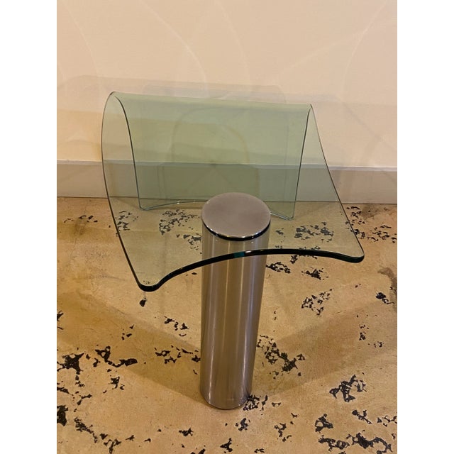 1980s Exquisite Italian Glass Waterfall Accent Table For Sale - Image 4 of 10