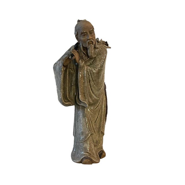 20th Century Chinese Glazed Pottery Figure of an Old Man For Sale - Image 9 of 9