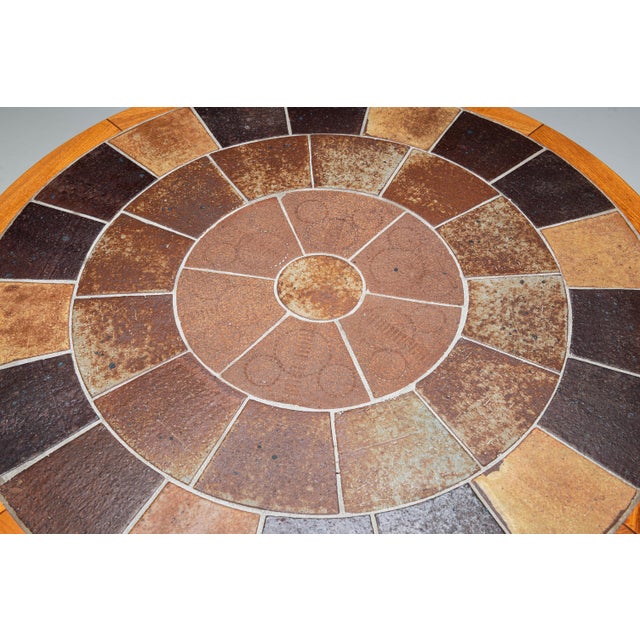 Wood Oak and Ceramic Coffee Table by Tue Poulsen for Haslev, 1960s For Sale - Image 7 of 14