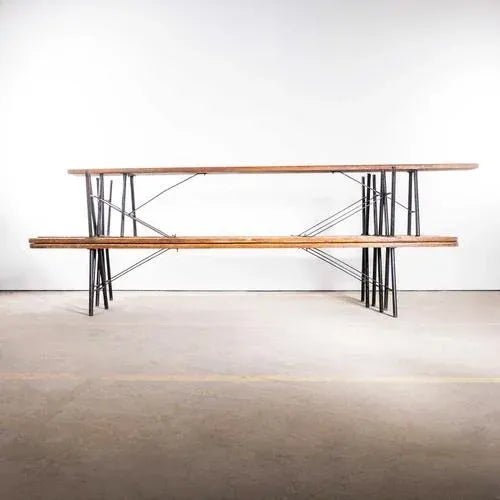 Vintage French Pitch Pine Bench, 1950s For Sale - Image 11 of 11