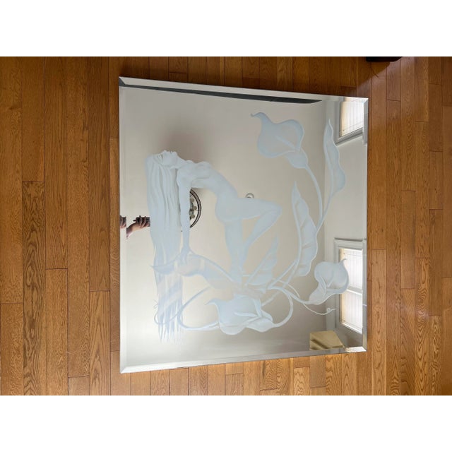 Brass 1970 Art Deco Brass Frame Woman Figure Mirror For Sale - Image 8 of 8