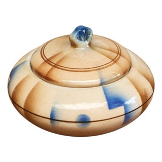 Vintage Bauhaus Style Lidded Studio Pottery Bowl, 1930s For Sale