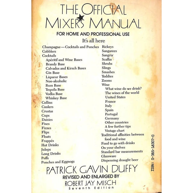 1983 reprint of Patrick Gavin Duffy's post-Prohibition compilation of cocktail recipes.