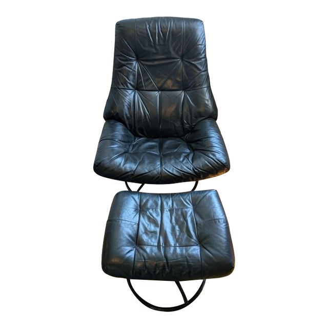 Vintage 1980s Stressless Recliner & Ottoman For Sale