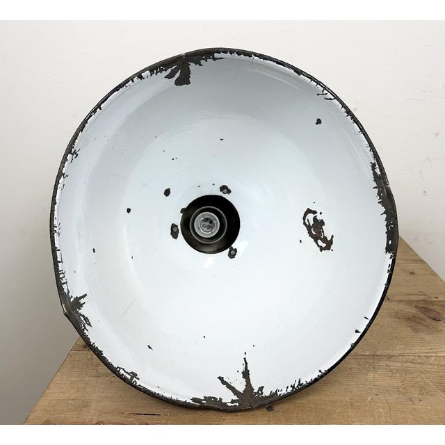 Industrial Bauhaus Black Enamel Pendant Lamps from Elektrosvit, 1950s, Set of 4 For Sale - Image 10 of 18