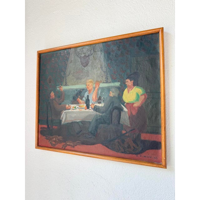 A. Simard, Four Figures, 1945, Oil on Canvas For Sale - Image 9 of 18