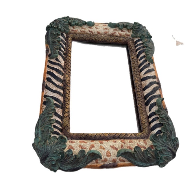 Late 20th Century Late 20th Century Safari Animal Print With Faux Bamboo Accents Mirror For Sale - Image 5 of 6
