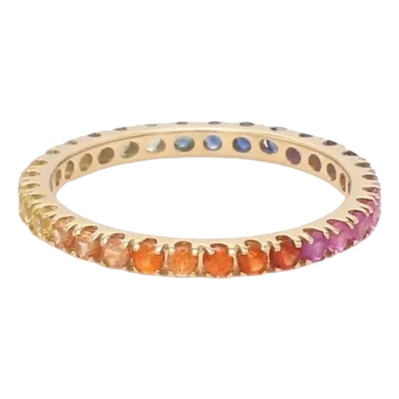 Natural 1.94 cts rainbow sapphire ring in 14k gold For Sale