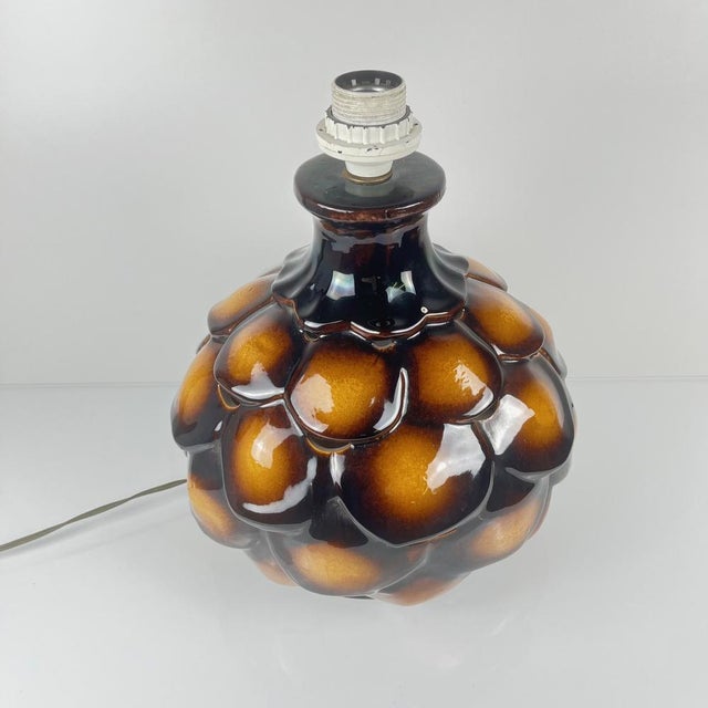 Large Ceramic Table Lamp in Scale Pattern, 1970 For Sale - Image 4 of 11