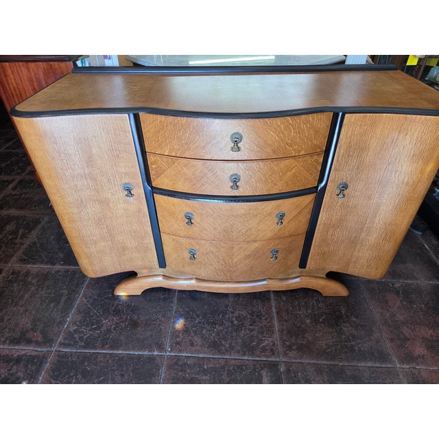 Brown 1940s Art Deco Oak Sideboard Cocktail Bar Dresser For Sale - Image 8 of 13