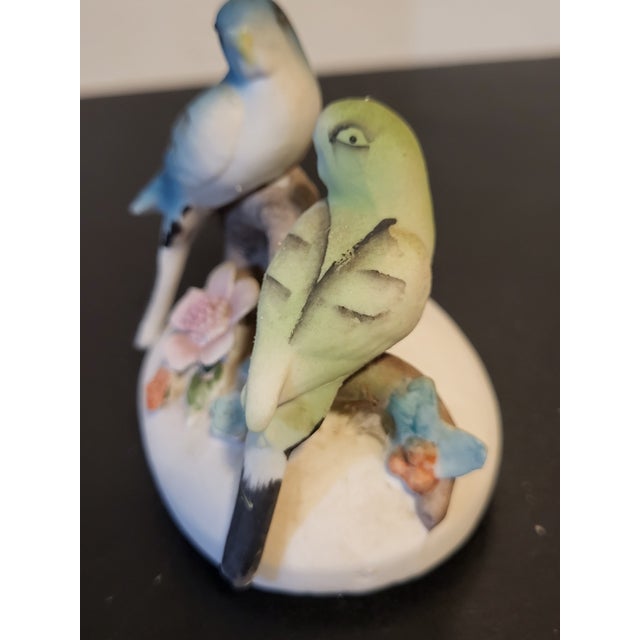 Antique White Lefton Bisque Porcelain Parakeet Trinket Box For Sale - Image 8 of 14