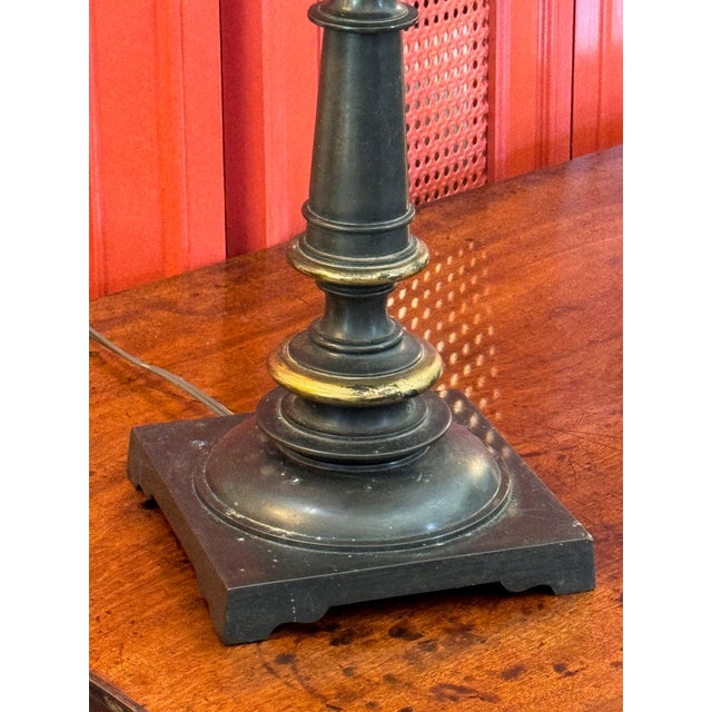 19th Century 19th Century French Bronze Table Lamp With Baluster Column and Square Base For Sale - Image 5 of 12