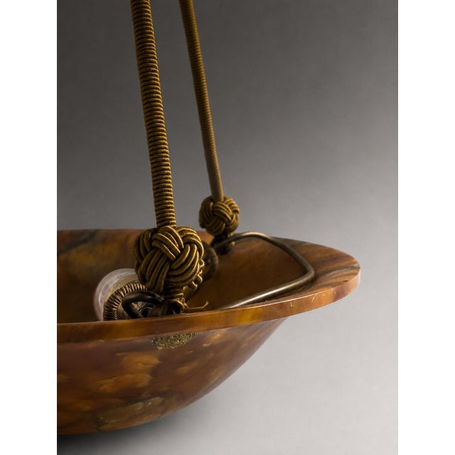 Textile Swedish Grace Alabaster Ceiling Lamp, 1930 For Sale - Image 7 of 8