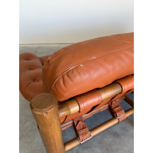 Mid Century Brazilian Sergio Rodriguez Style Cognac Leather Sofa For Sale - Image 12 of 12