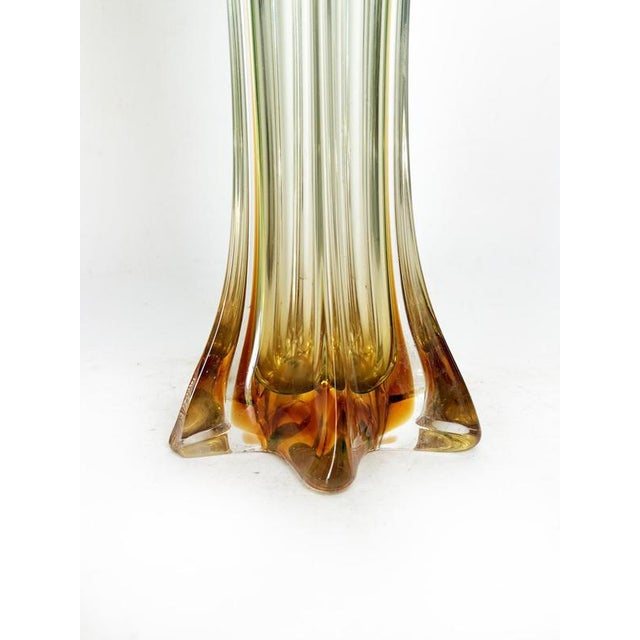 Gold Large Italian Green and Transparent Vase, Italy, 1950 For Sale - Image 8 of 12
