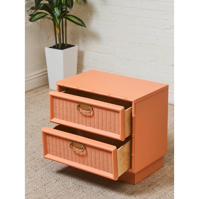 American Coral Vintage Bamboo Nightstands, A Pair For Sale - Image 3 of 9