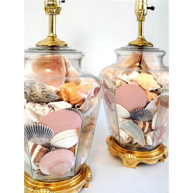 Metal Lamp Pair Shells Seashells For Sale - Image 7 of 12