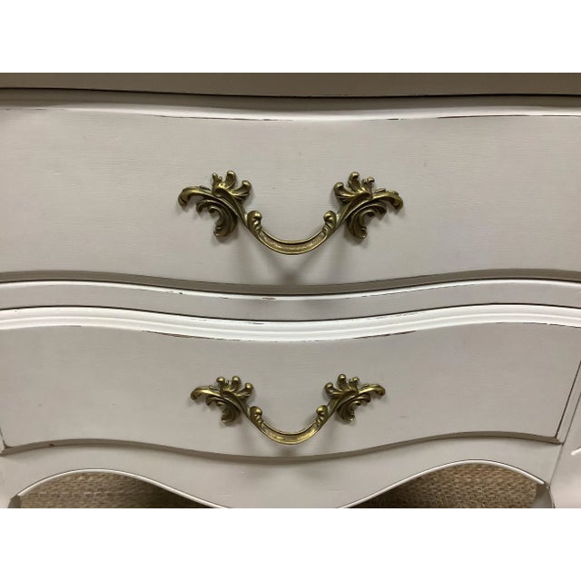 Boho Chic White Single Nightstand 2 Drawer Distressed White Cottage Beach Design For Sale - Image 3 of 7