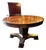 Antique 48” Tiger Oak Round Pedestal Dining Table With 3/4” Glass Top For Sale