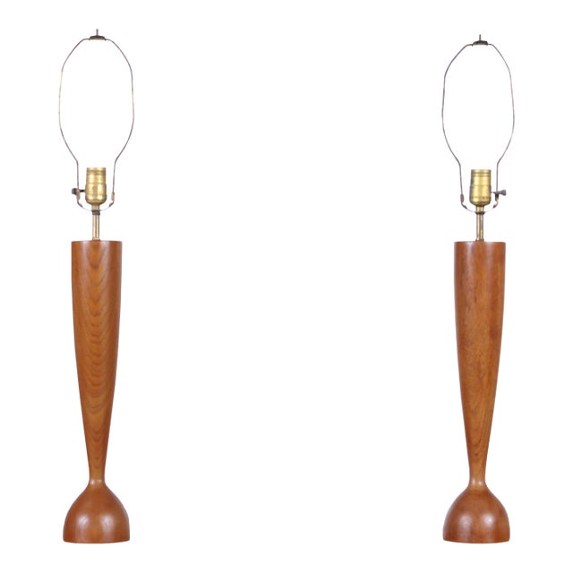 Mid-Century Modern Teak Table Lamps by Esa - a Pair} For Sale