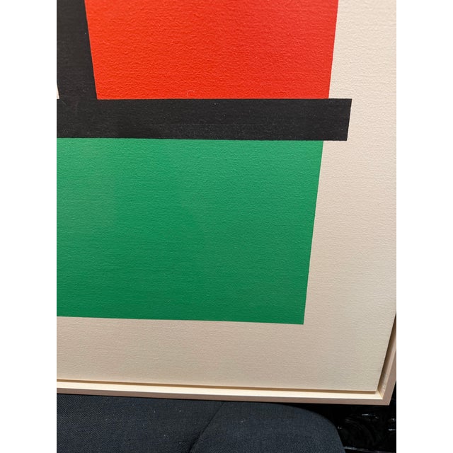 Mid-Century Modern French Artist Patrice Bertin Geometric Composition Framed Oil on Canvas Signed For Sale - Image 3 of 10
