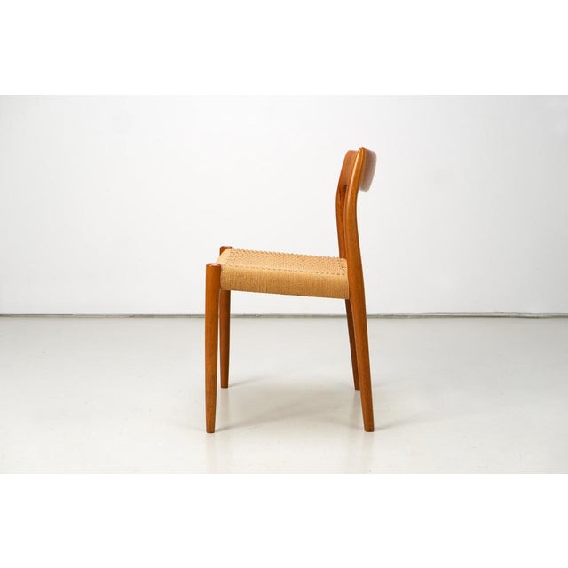 Model 77 Dining Chairs in Teak with Papercord Seats by Niels O. Møller for J.L. Møllers, Denmark, 1959, Set of 4 For Sale - Image 11 of 14