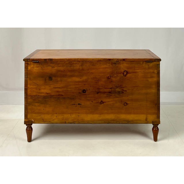Antique Hand-Dovetailed Pine Storage Trunk / Blanket Chest on Turned Legs For Sale - Image 13 of 15