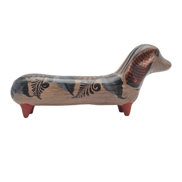 Mid-Century Tonalá Pottery Dachshund Folk Art Sculpture 13" Mexico For Sale - Image 4 of 17
