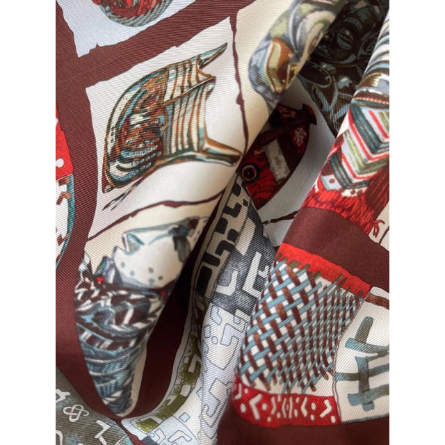Red Hermès Silk Scarf Gavroche Persona 2003 Loic Dubigeon For Sale - Image 8 of 9