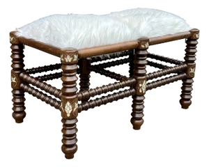 1990s Contemporary Design Mother of Pearl Inlaid Bench