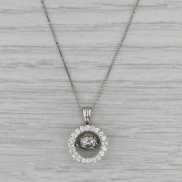 0.83ctw Floating Diamond Halo Pendant Necklace 14k White Gold 18.75" Box Chain For Sale In Greensboro - Image 6 of 9
