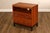 High Quality American Made Cherry Nightstand on Walnut Base with Two Dovetailed Drawers, Brushed Metal Pulls And An Open...