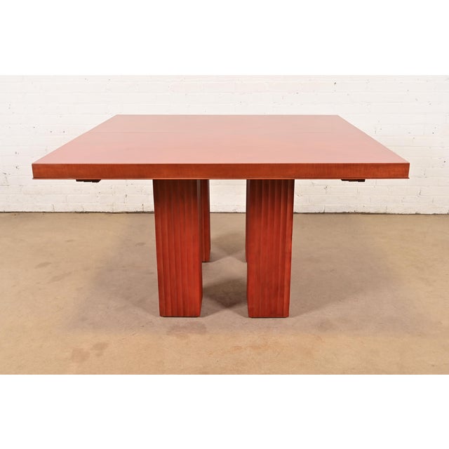Baker Furniture Modern Art Deco Parquet Top Extension Dining Table, Newly Refinished For Sale - Image 15 of 17