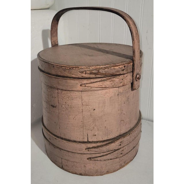 19Thc Original dusty rose painted furkin / bucket i fine condition. Nice construction and form.