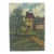 Vintage Oil Painting of a Landscape With Castle Gate Unframed Small Europe For Sale