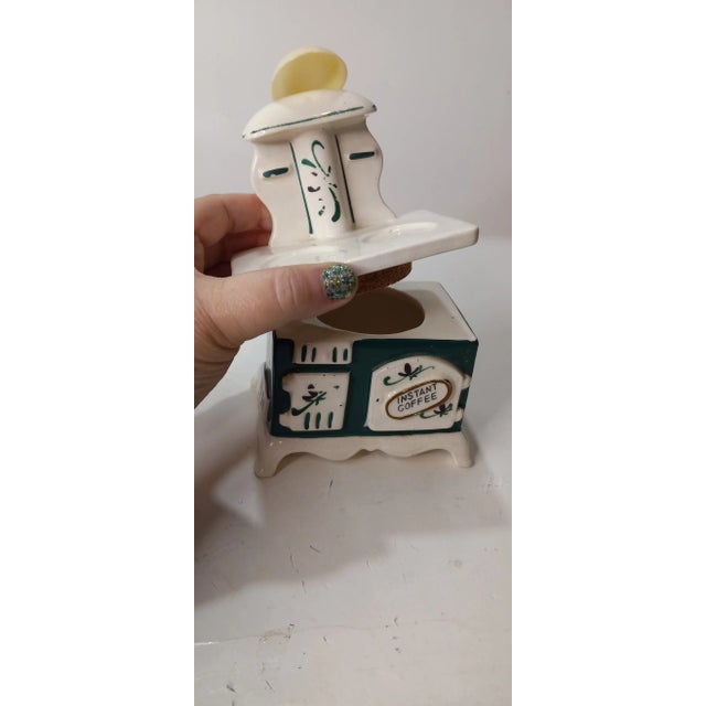 1950s 1950s Instant Coffee Green Stove Canister Figural Oven Ceramic Lego Japan For Sale - Image 5 of 12